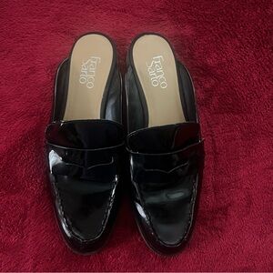 Franco Sarto Black Patent Backless Loafers